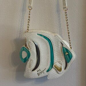 Betsey Johnson Plenty of Fish in the Sea Angel Crossbody Bag Purse Aqua Teal